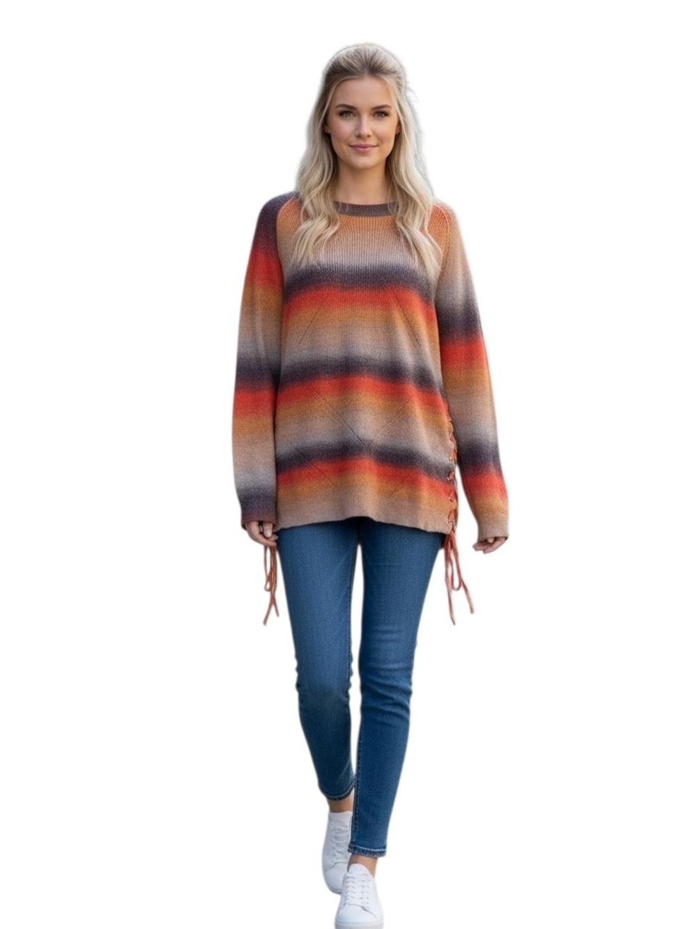 Fashion Concepts Ombre Waves Long Sleeve Sweater